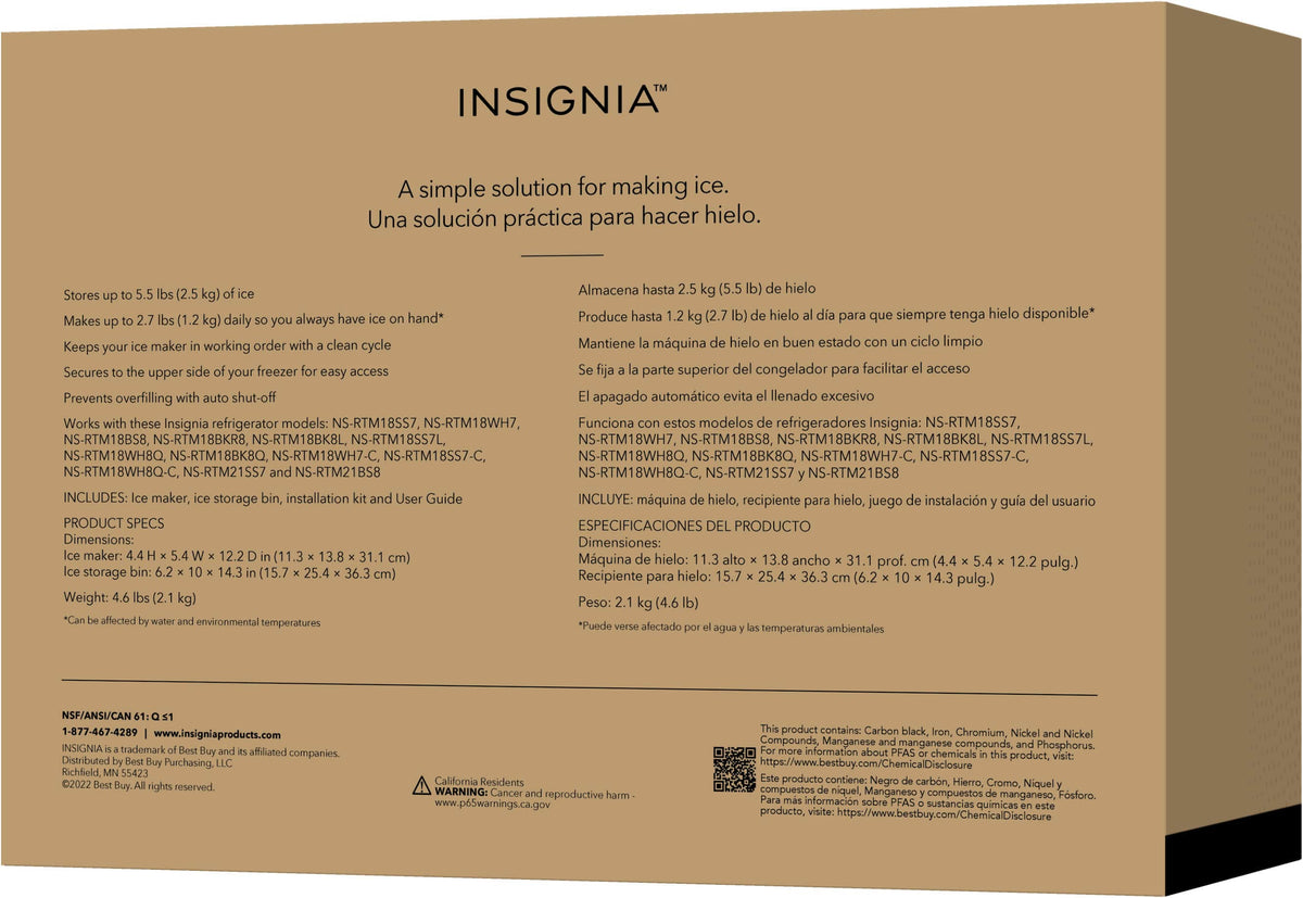 Insignia™ - Ice Maker Kit for Select Insignia Top Freezers - White