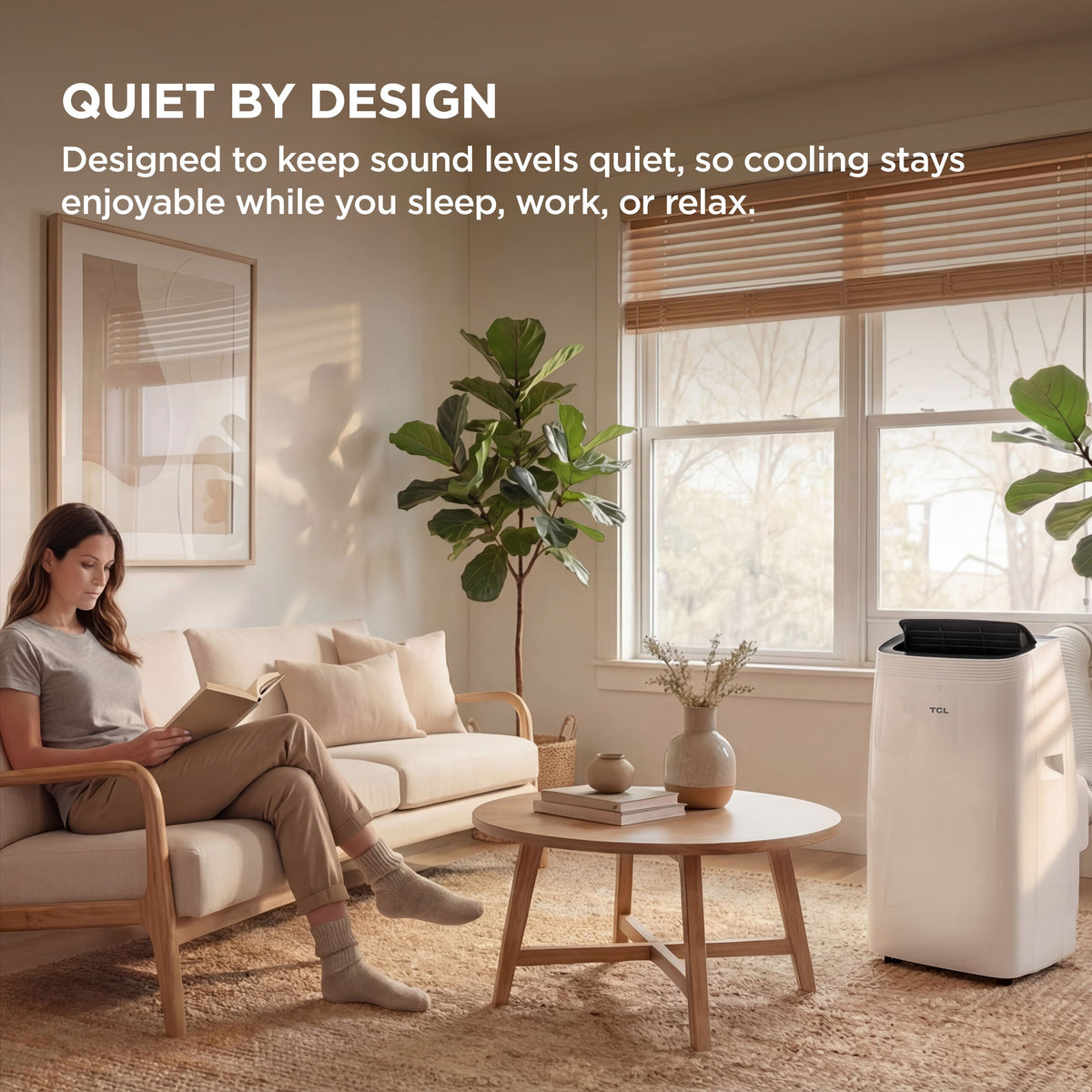 TCL - 450 Sq. Ft. 10,000 BTU Smart Portable Air Conditioner 3-in-1 with AC, Fan & Dehumidifier - White