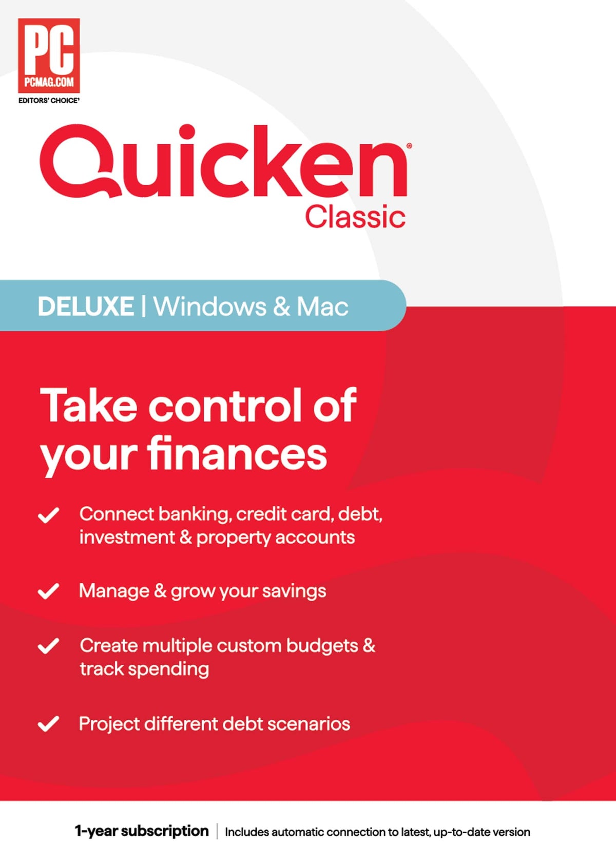 Quicken - Classic Deluxe 1-Year Subscription - Mac OS, Windows, Android, Apple iOS