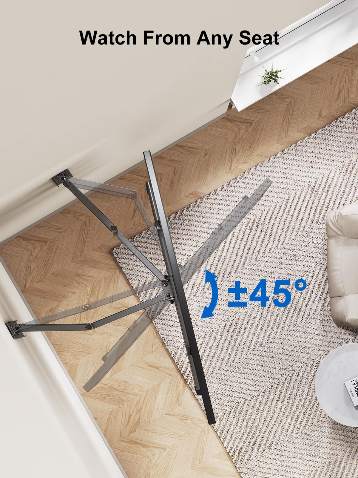 ErgoAV - 40″-65″ Corner TV Mount - Black