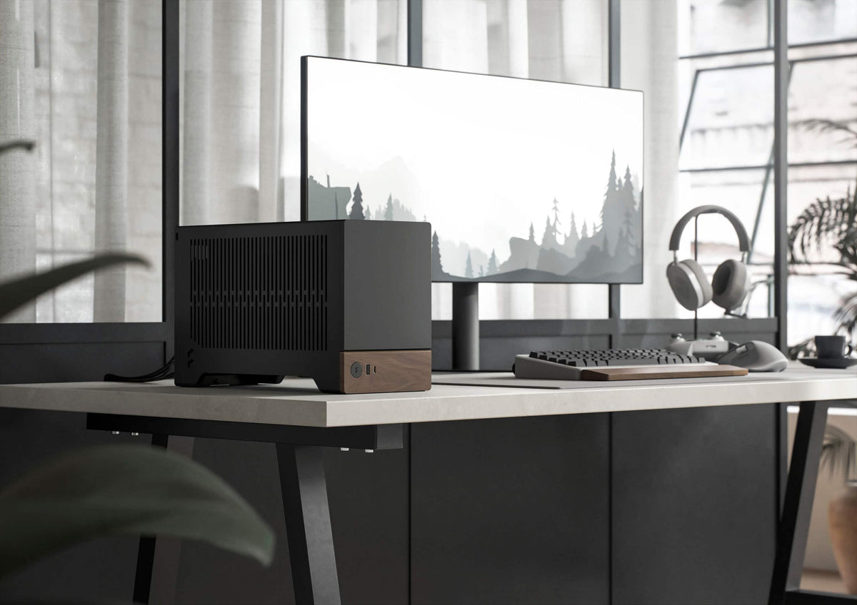 Fractal Design - Terra Graphite with PCIe 4.0 Riser Mini-ITX Small Form Factor PC Case - Black