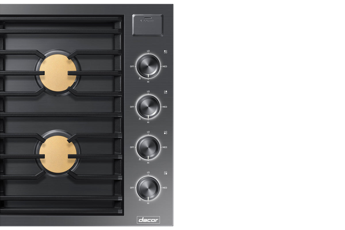 Dacor - 30 in. Wide 4 Burner Contemporary Built-In Gas Cooktop  with SimmerSear, Liquid Propane Convertible - Graphite Stainless Steel