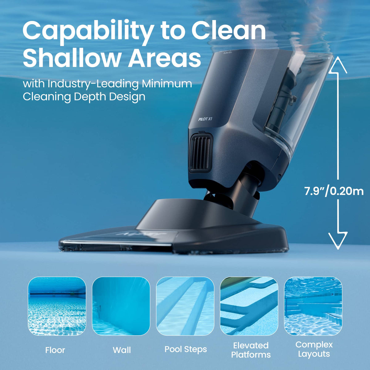 Aiper - Pilot X1 Handheld Pool Vacuum: Anti-Clog System, 1,260 GPH Suction, Dual Filters, Lightweight Design - Gray