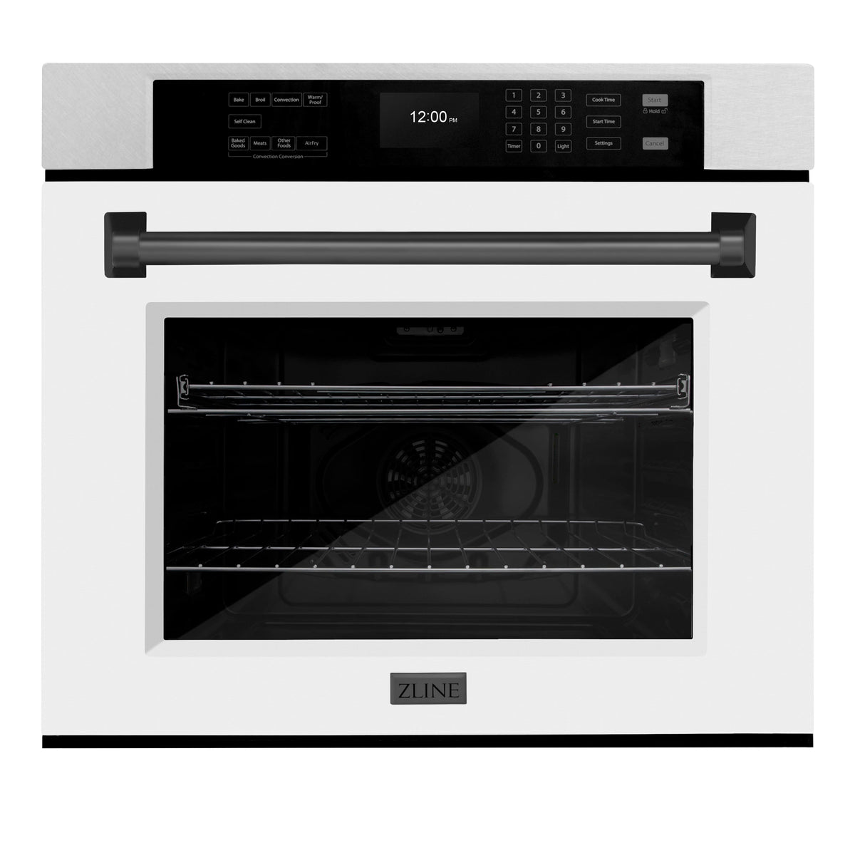 ZLINE - 30 in. Autograph Wall Oven w/ Air Fry in Satin Steel w/ White Black Accents - Satin Stainless Steel