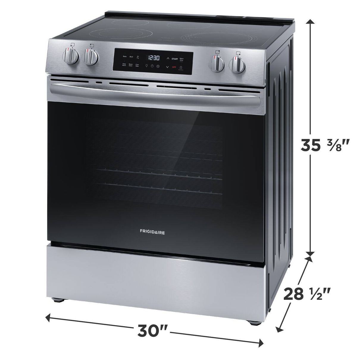 Frigidaire - 30 in. Wide 5 elements 5.3 Cu ft. Slide In Electric Range with Air Fry and Steam Clean - Stainless Steel