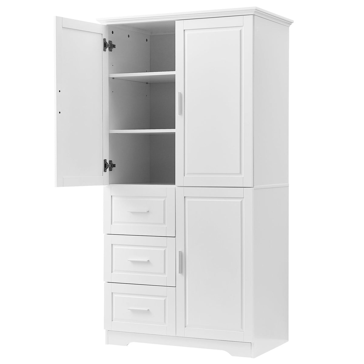 Armario de almacenamiento alto y ancho con puertas, 3 cajones