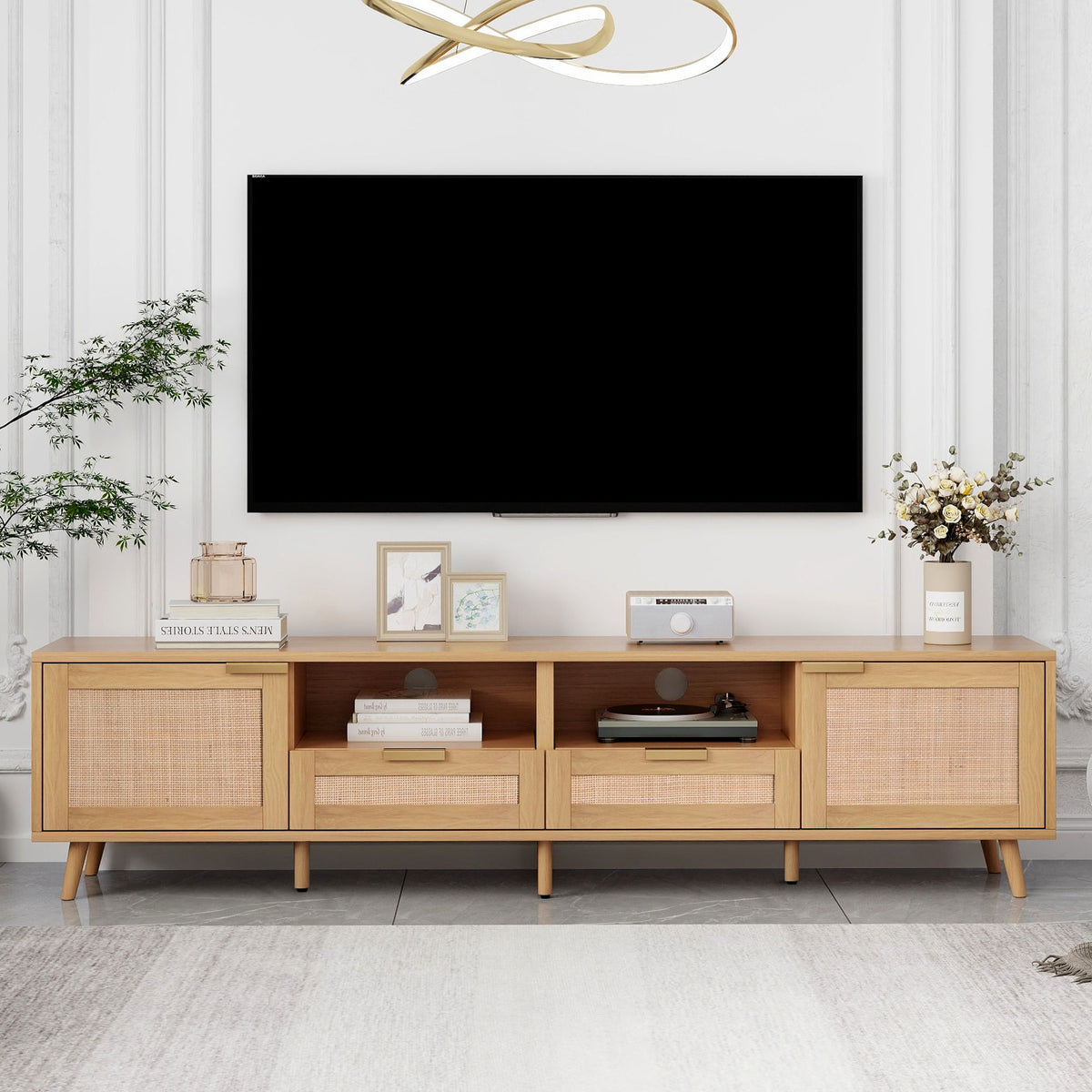 TV Stand, Media Console With Cable Management