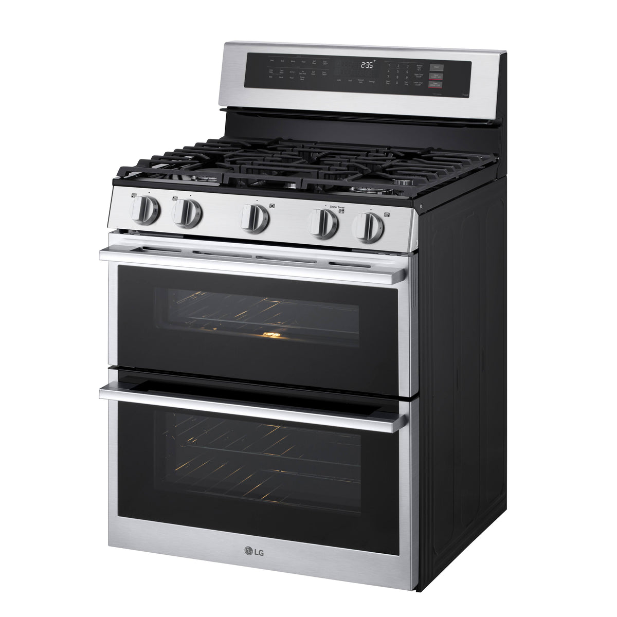 LG - 30-in Wide 6.9 Cu. Ft. Slide-In Double Oven Gas True Convection Smart Range with 5 Burners and UltraHeat 20K BTU Burner - Stainless Steel
