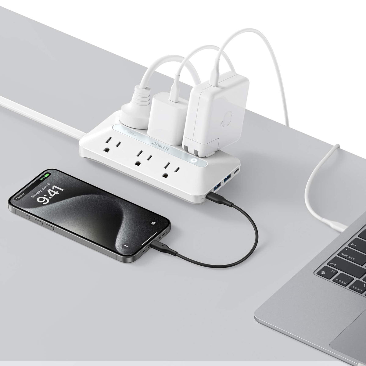 Anker - 10-in-1 USB Power Strip - White