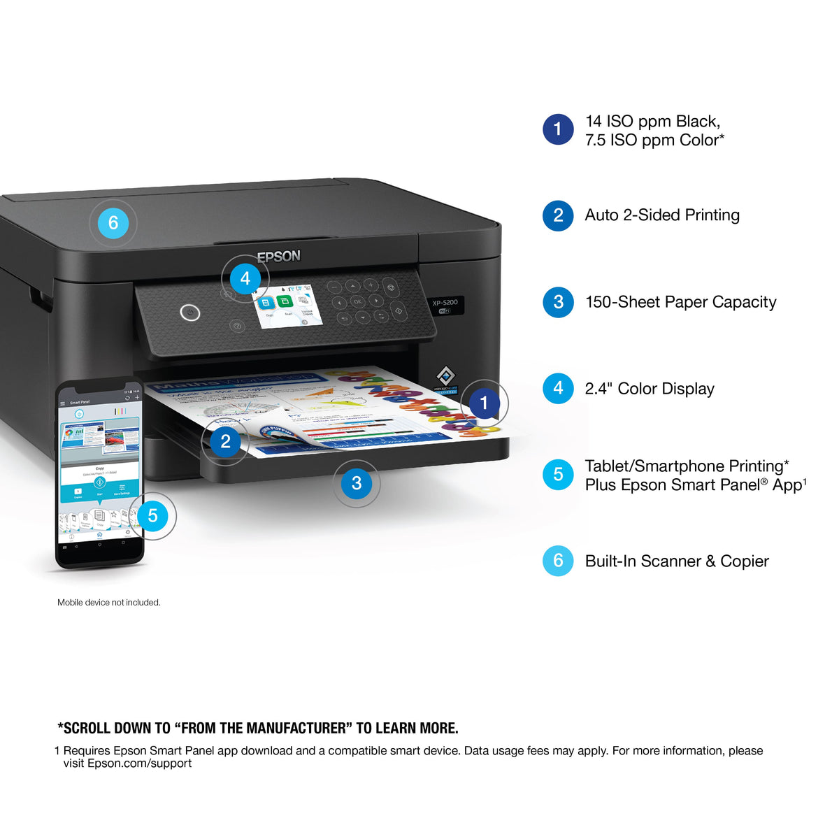 Epson - Expression Home XP-5200 All-in-One Inkjet Printer - Black