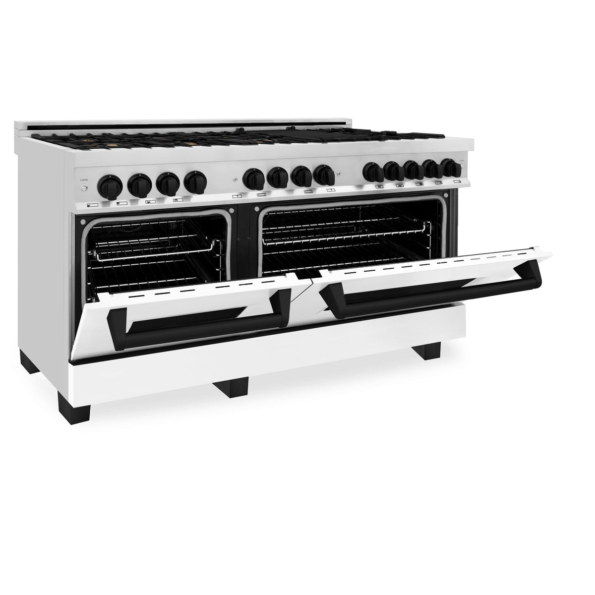 ZLINE - 60 in. Wide 8 Burner Autograph Legacy Dual Fuel Freestanding Range & White & Black Accents - Multicolor