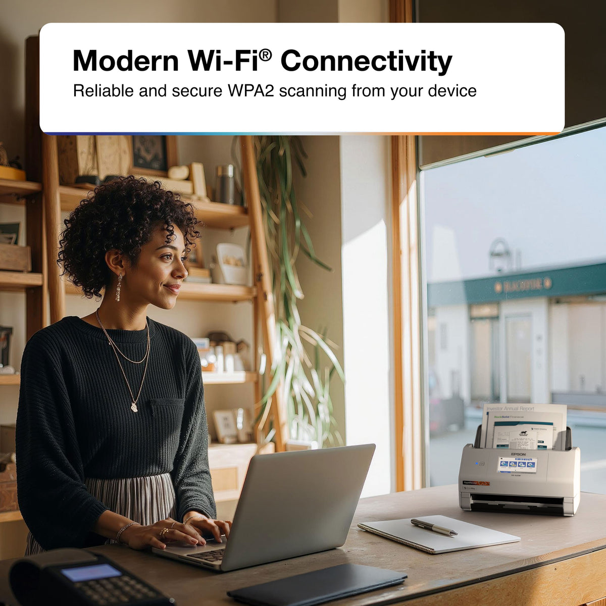 Epson - RapidReceipt RR-620W Wireless & USB High-Speed AI & Cloud Ready Desktop Color Duplex Receipt & Document Scanner - White