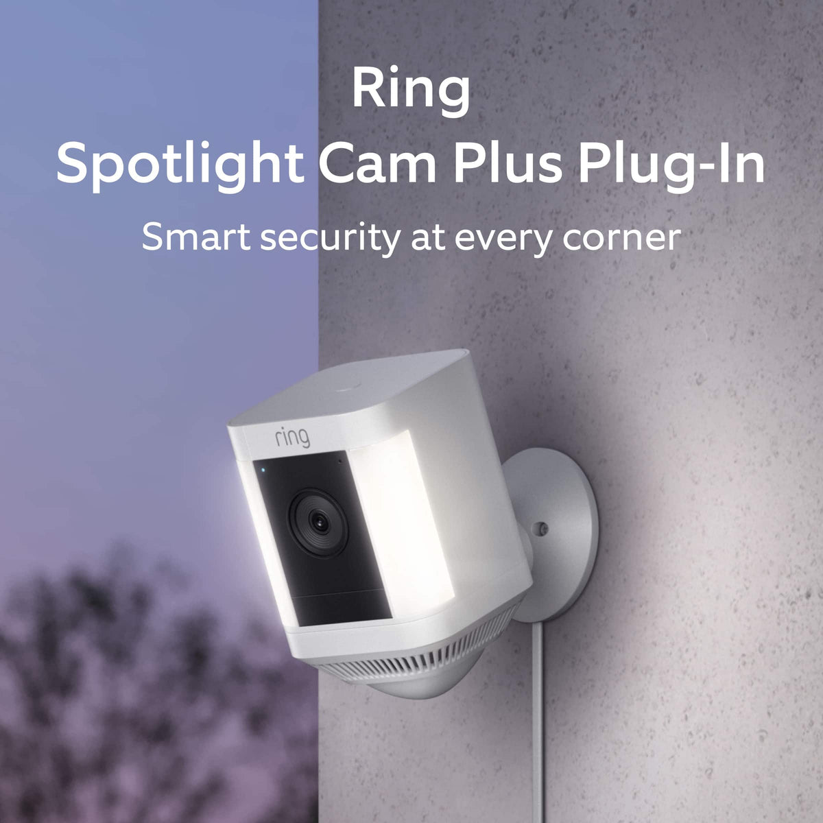 Ring - Spotlight Cam Plus Outdoor/Indoor Wireless 1080p Battery Surveillance Security Camera - Matte White