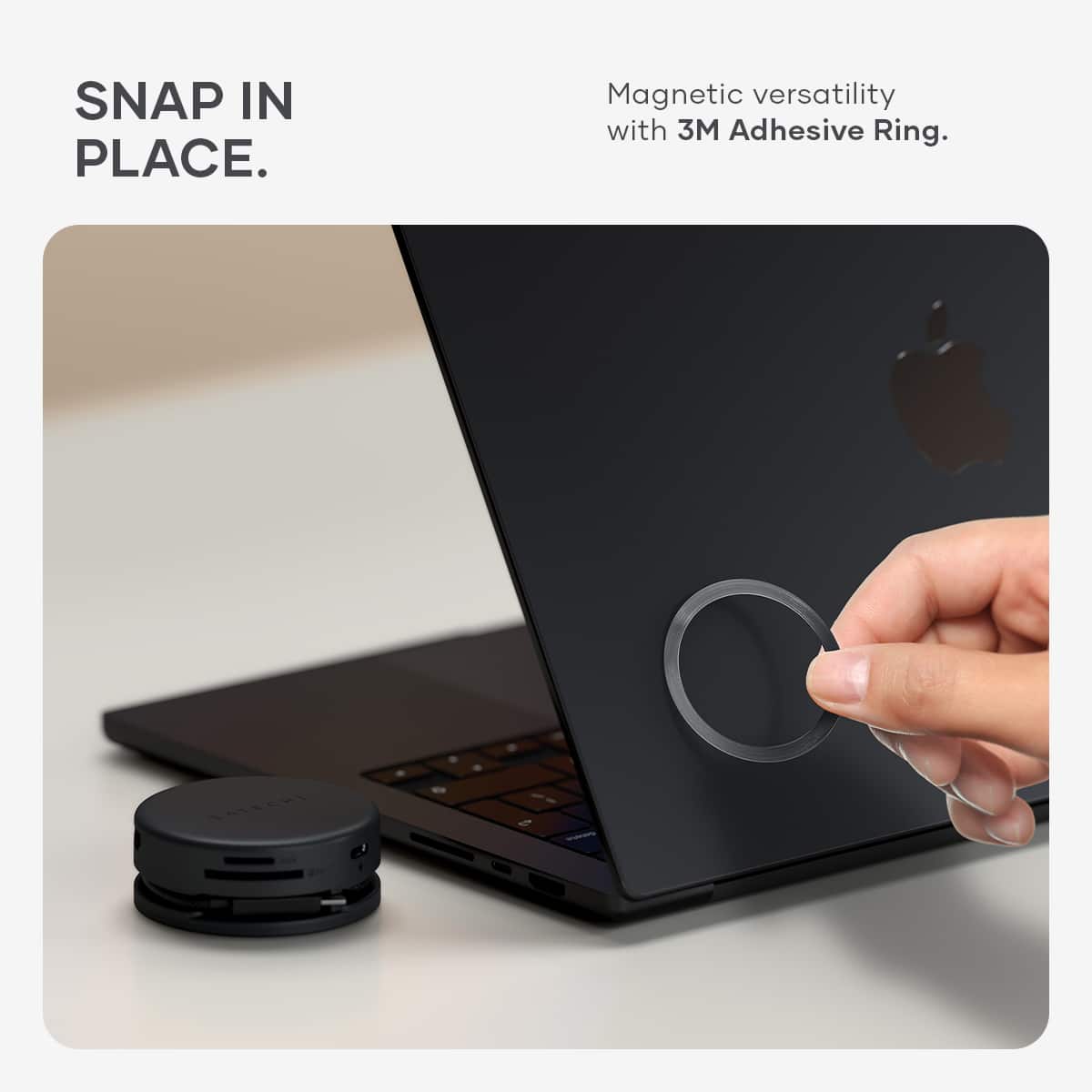 Satechi - OntheGo 7-in-1 USB-C Hub, 100W PD, HDMI 4K/60Hz, Ethernet, SD/microSD, for Mac & Windows - Space Black