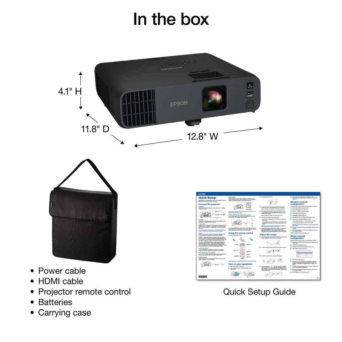 Epson - Pro EX11000 Laser Projector, 4,600 Lumens of Color and White Brightness, 3LCD, Full HD 1080p, Wireless - Black