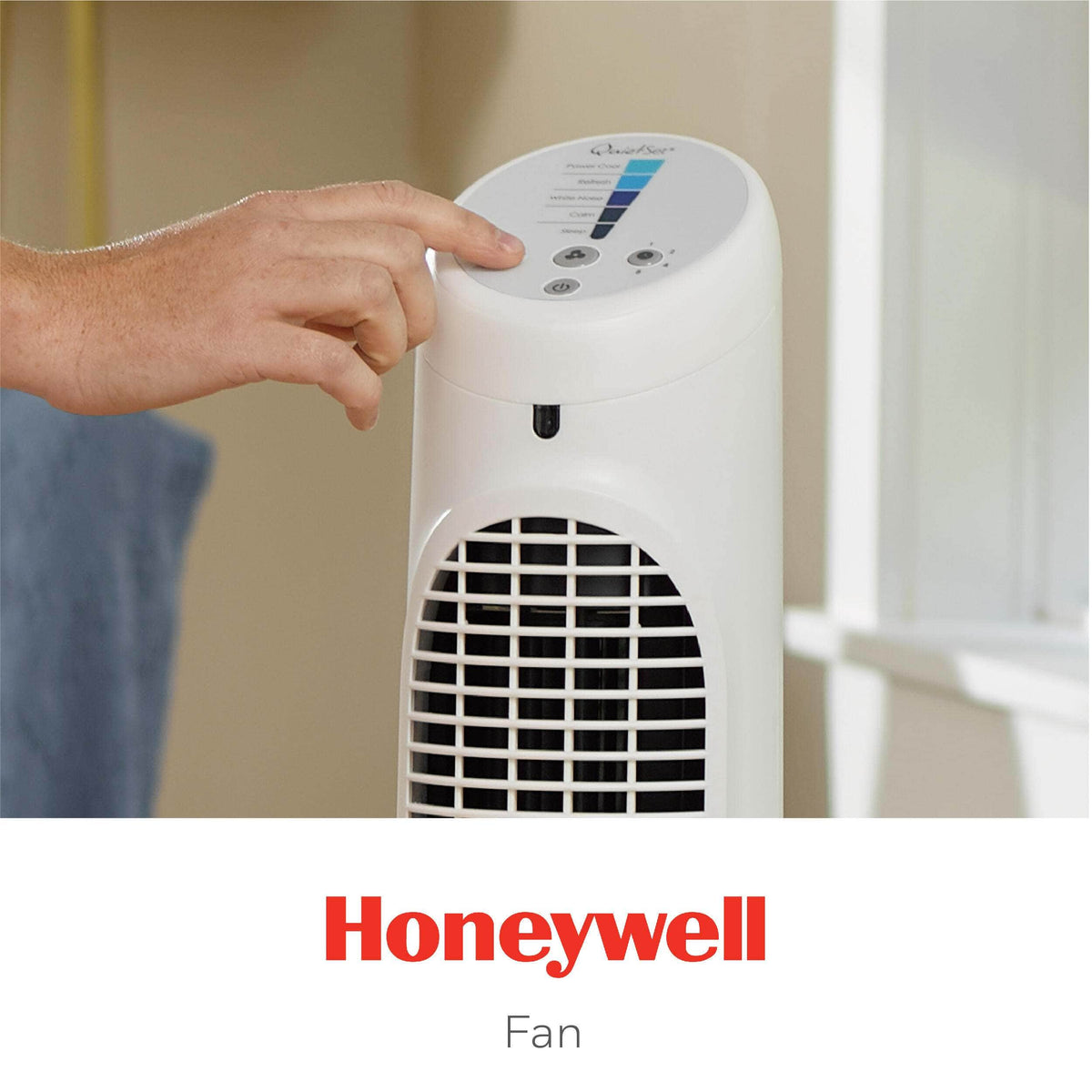 Honeywell - QuietSet 5-Speed Oscillating Tower Fan HYF260W - White