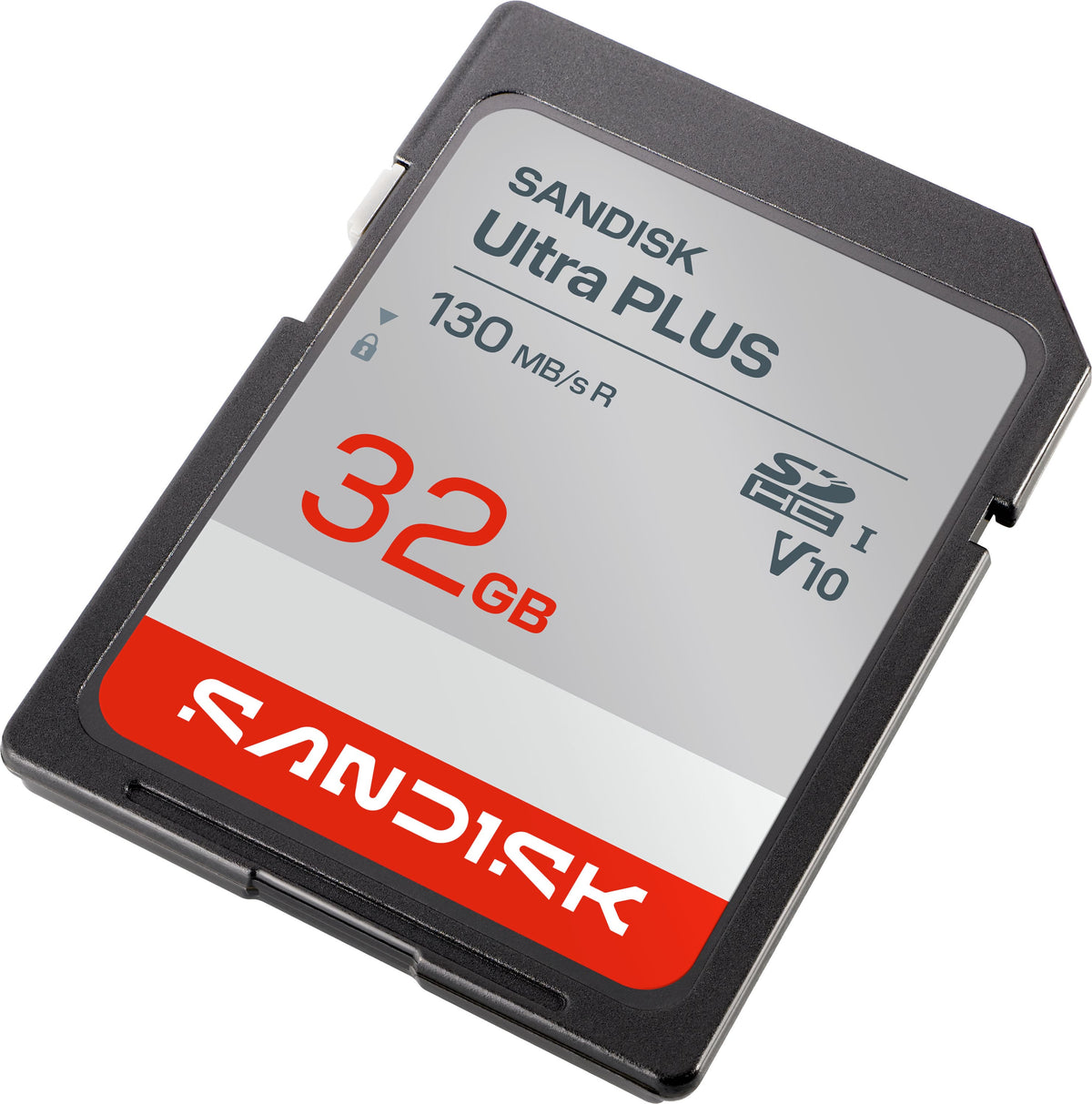 SANDISK - 32GB Ultra PLUS SDHC UHS-I Memory Card, Read Speeds up to 130MB/s