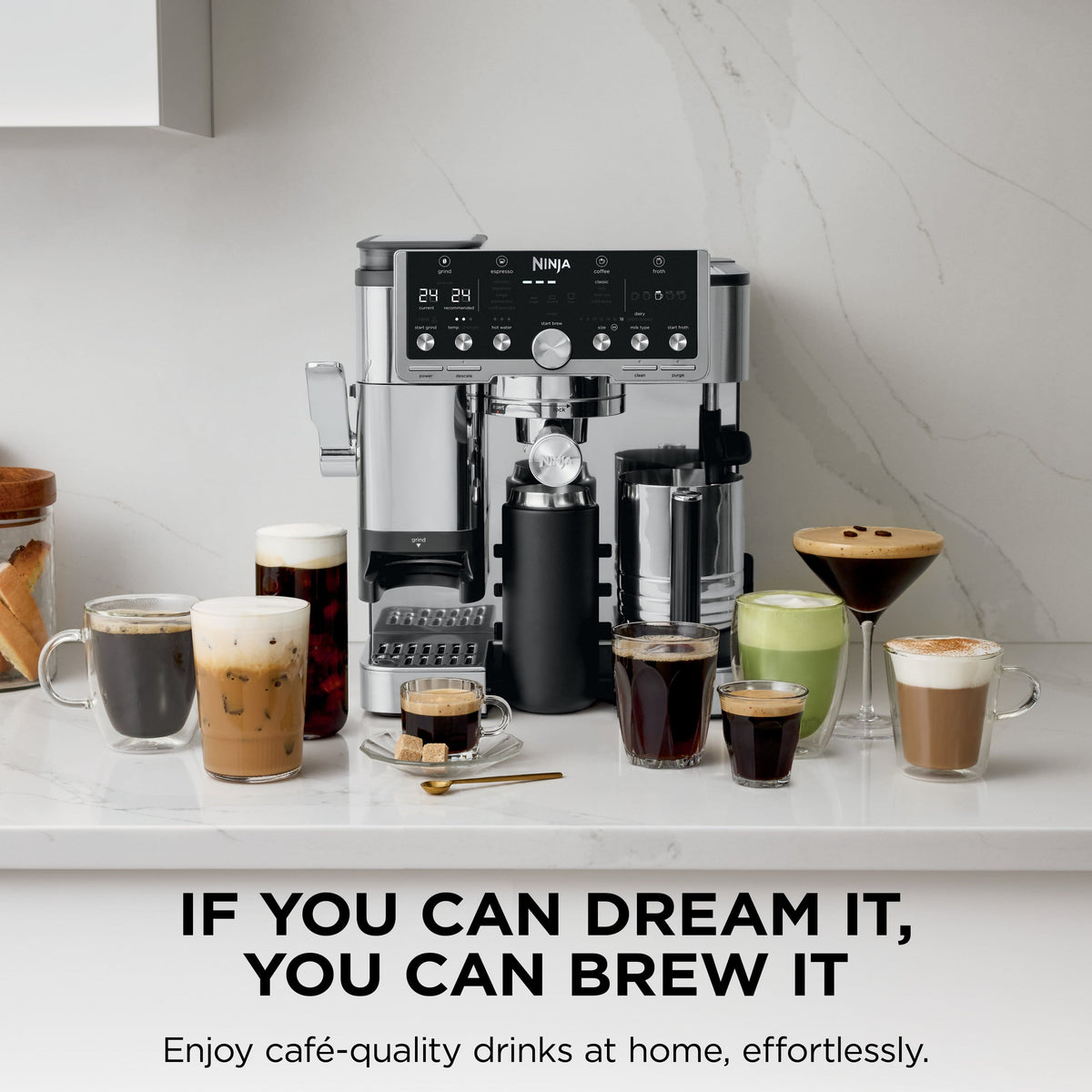 Ninja - Luxe Café Pro Series 4 in 1 Espresso, Drip Coffee, Cold & Hot Brew, Tamper, Grinder, Scale, Hands-Free Frother - Stainless Steel