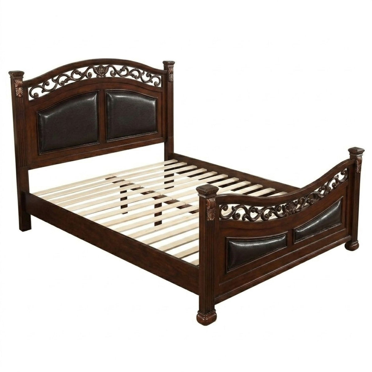 Juego de dormitorio de 3 piezas, cama tradicional con 2 mesitas de noche
