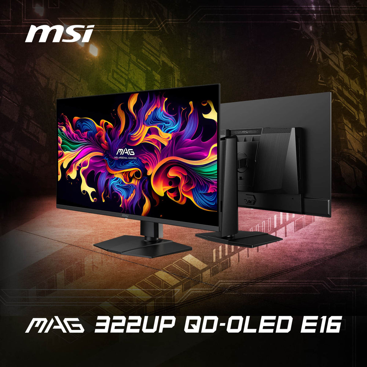 MSI - MAG 322UP QD-OLED E16 32" UHD 165Hz 0.03ms G-SYNC FreeSync Premium Pro Gaming Monitor True Black 400 (DP, HDMI, USB-C) - Metallic Black