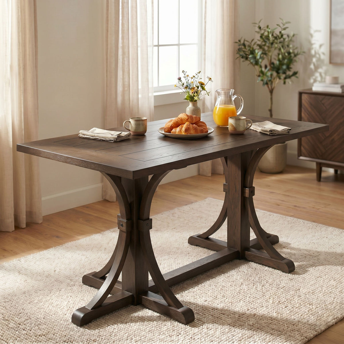 Mesa de comedor con base de caballete