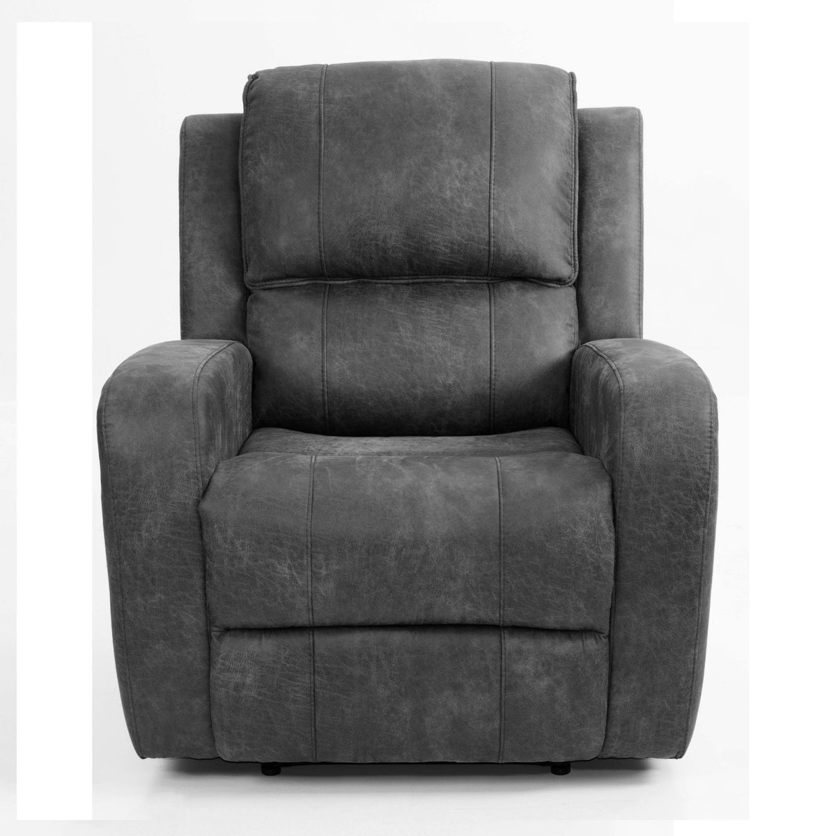 Sillón reclinable manual de estilo moderno con brazos cuadrados y diseño capitoné