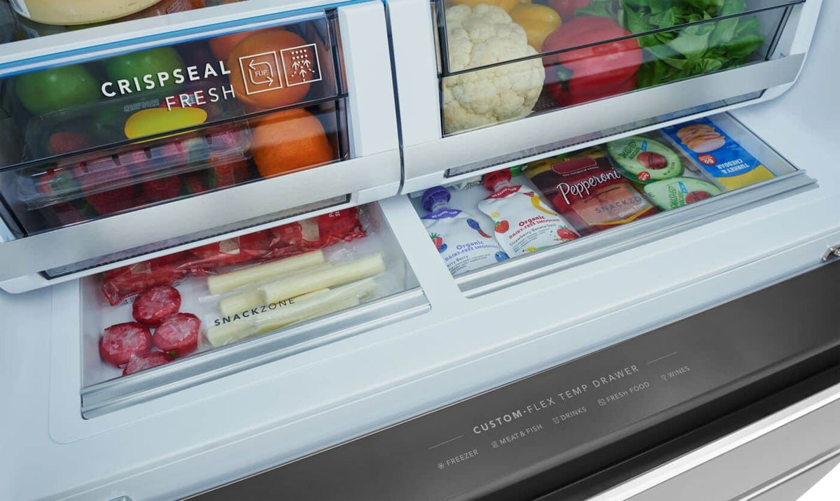Frigidaire - Professional 36 in. Wide 26 Cu. Ft. Standard-Depth 4-Door French Door Refrigerator with Custom-Flex Temp Drawer - Stainless Steel