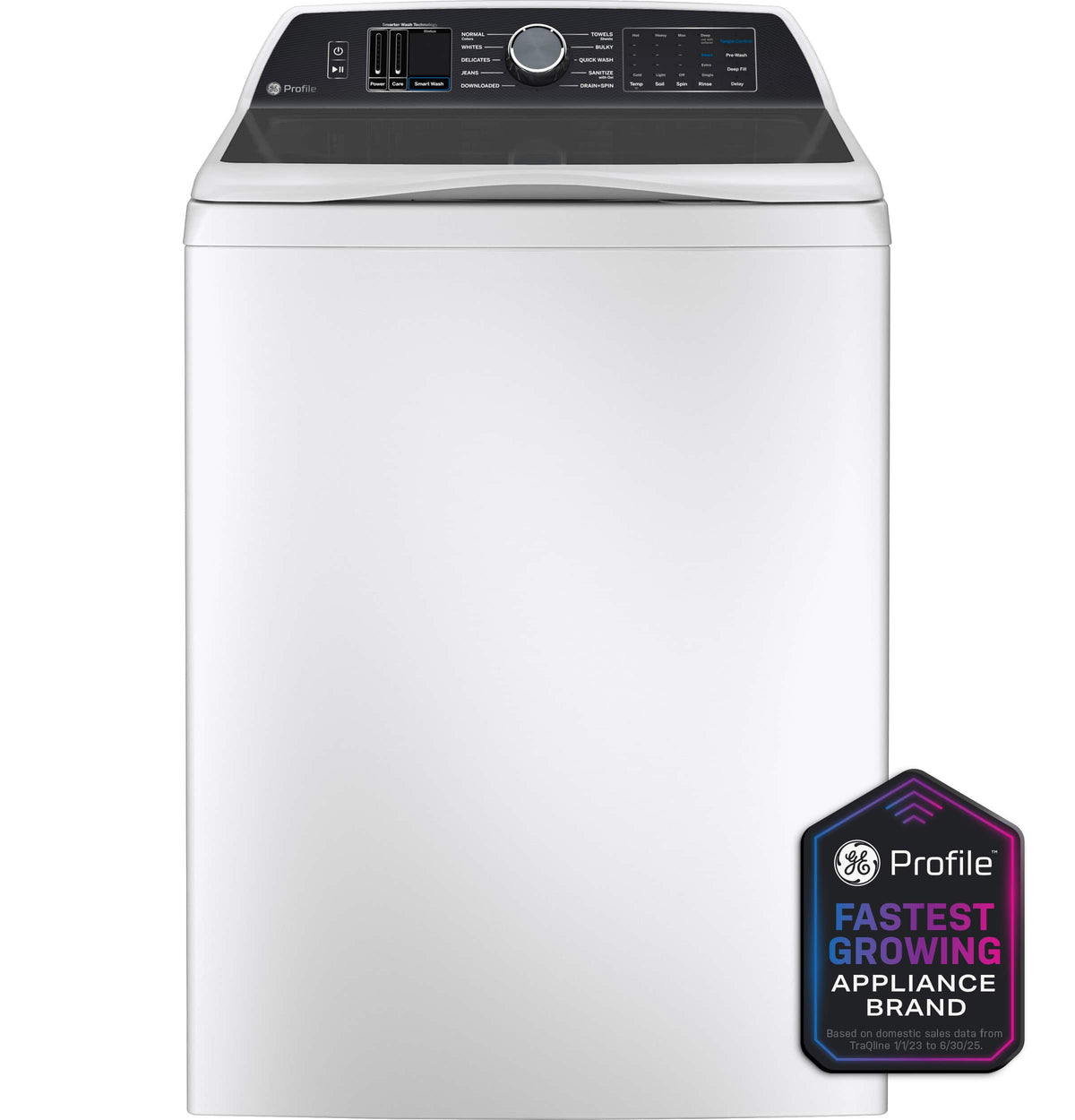 GE Profile - 5.4 Cu. Ft. High Efficiency Smart Top Load Washer with Smarter Wash Technology, Easier Reach & Direct Drive Motor - White