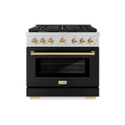 36 in. Wide 6 Burner ZLINE Autograph Paramount Dual Fuel Range and Gold Accents (SDRZ-BLM-36-G) - White