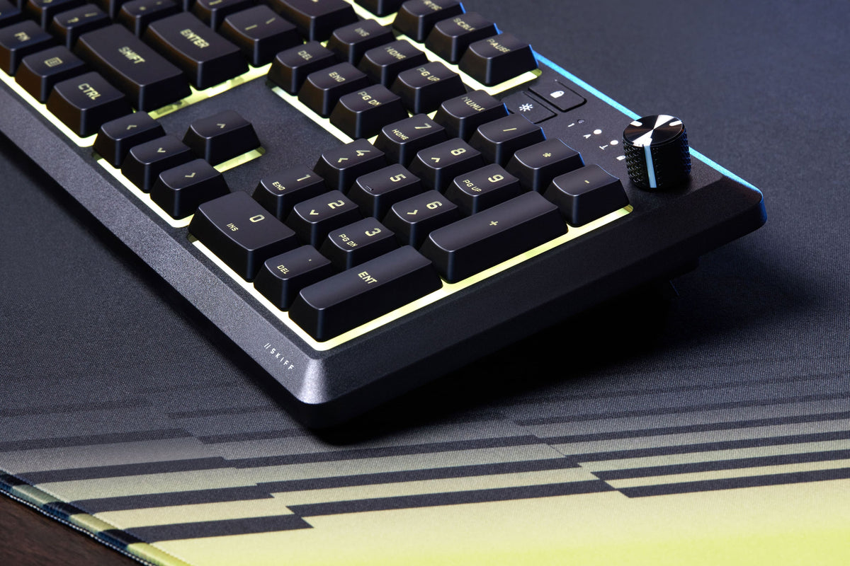 CORSAIR - SKIFF 100 PLUS Gaming Keyboard – 10-Zone RGB – 100% - Rotary Dial - Quiet, Responsive Switches – IP53 - Black