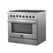 Forno Appliances - 36 in. Wide 6 Burner Galiano Alta Qualita 5.36 Cu. Ft. Freestanding Dual Fuel Range with Convection Oven - Silver