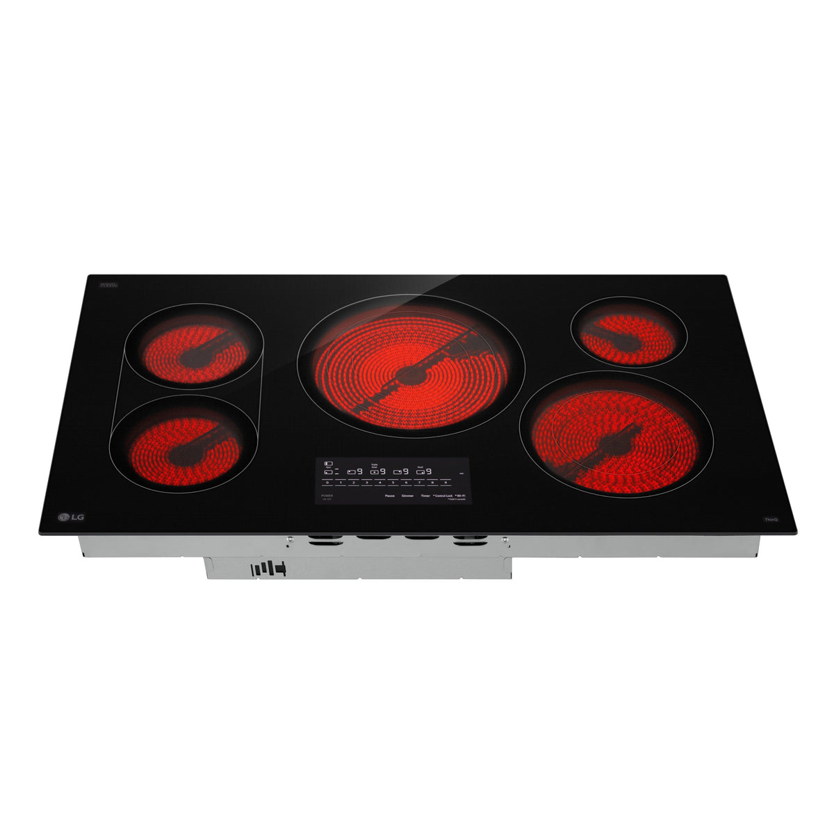 LG - 36-in Wide Built-In Electric Smart Cooktop with 5 Elements, Backlit SmoothTouch Glass Controls and 3.6kW Triple Element - Black
