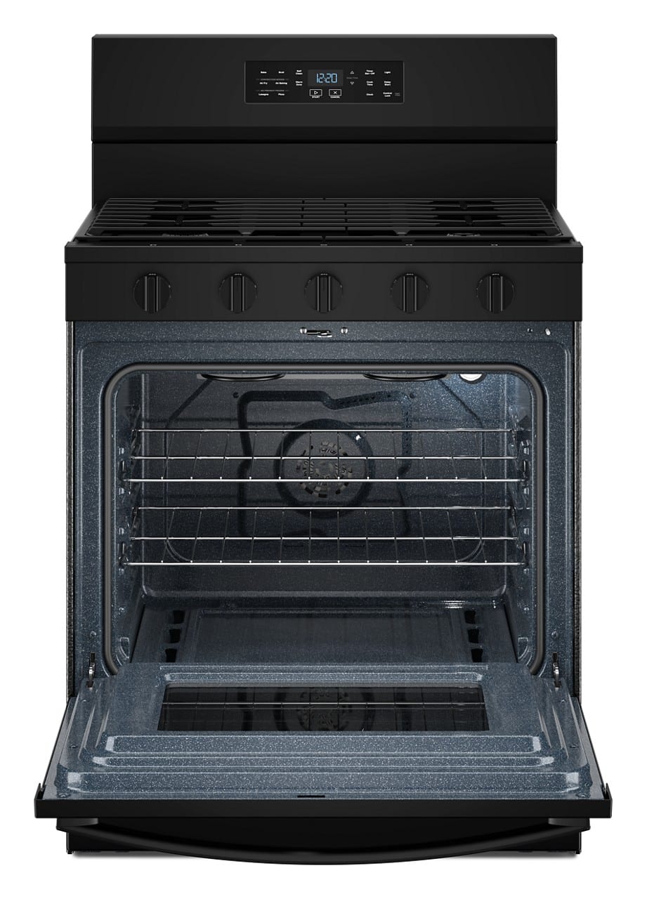 Whirlpool - 30 in. Wide 5 burners 5.0 cu. ft. Freestanding Gas Range with Air Cooking Technology - Black