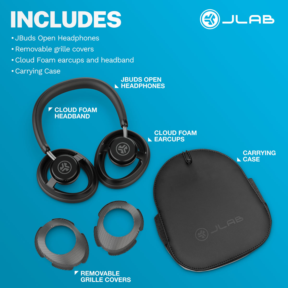 JLab - JBuds Open Wireless Open-Ear Headphones - Black