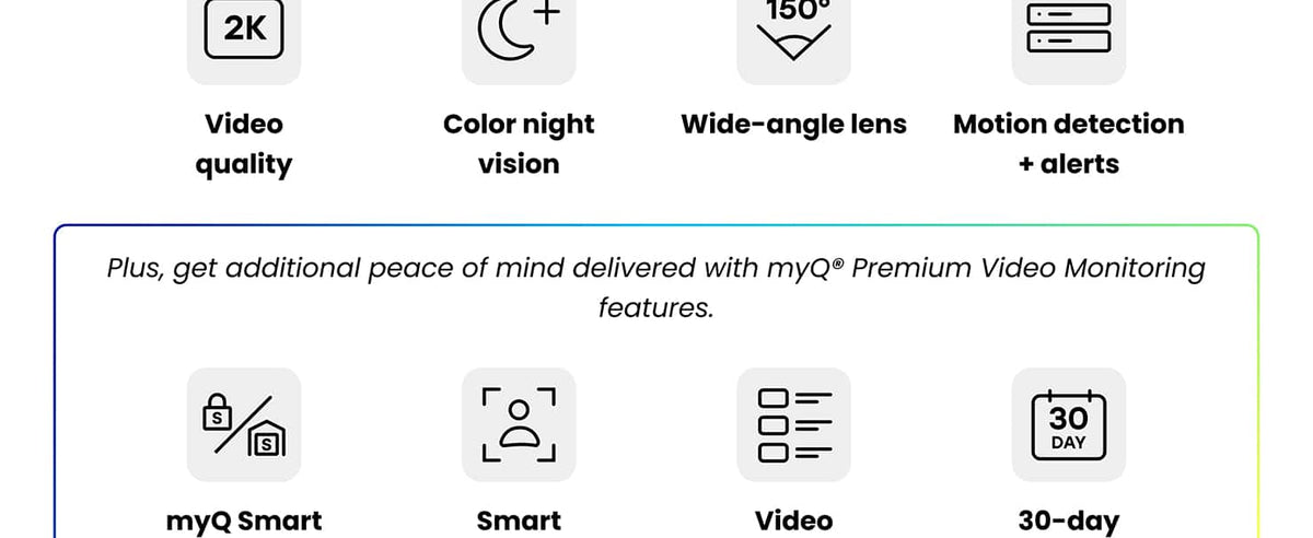 Chamberlain - myQ Video Doorbell | 2K Camera, Battery/Wired, Color Night Vision, Live View with 2-Way Talk, Motion Detection & Alerts - Black