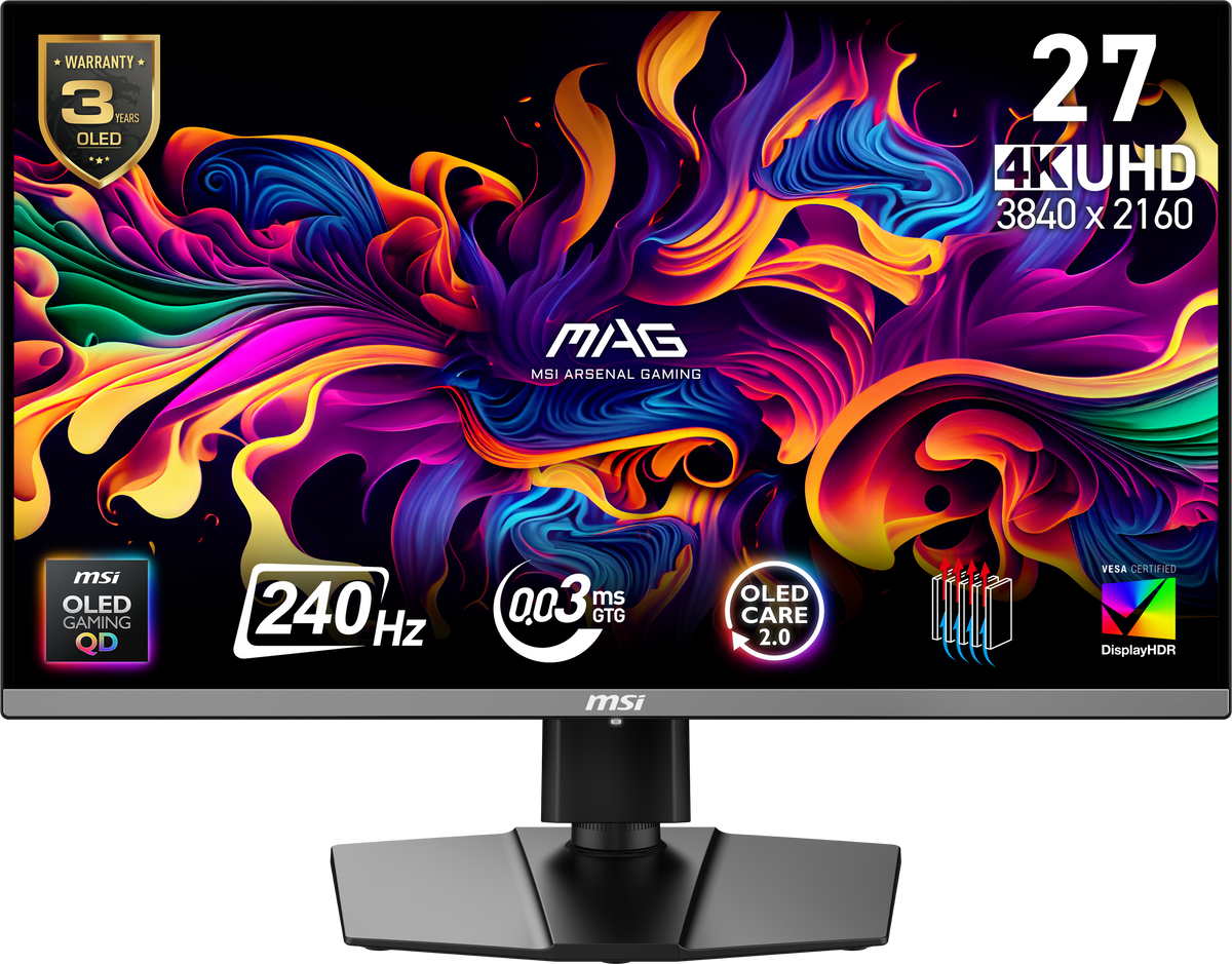 MSI - MAG 272UP QD-OLED X24 27" OLED UHD 240Hz 0.03ms Adaptive Sync Gaming Monitor with HDR 400 (DisplayPort, HDMI, USB-C) - Metallic Black