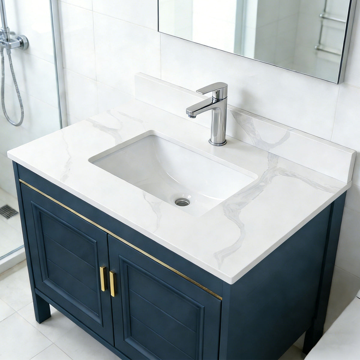 Encimera de baño con lavabo bajo encimera de una cubeta