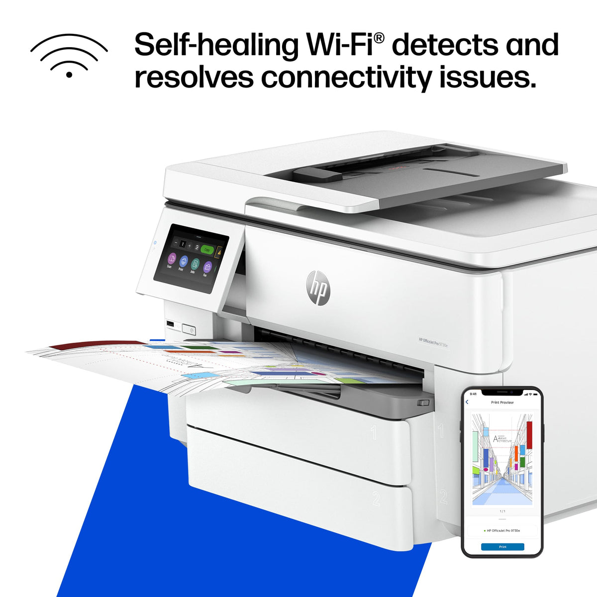 HP - OfficeJet Pro 9730e Wireless AI-Enabled Wide Format AiO Inkjet Printer w/ 3 Months of Instant Ink - White