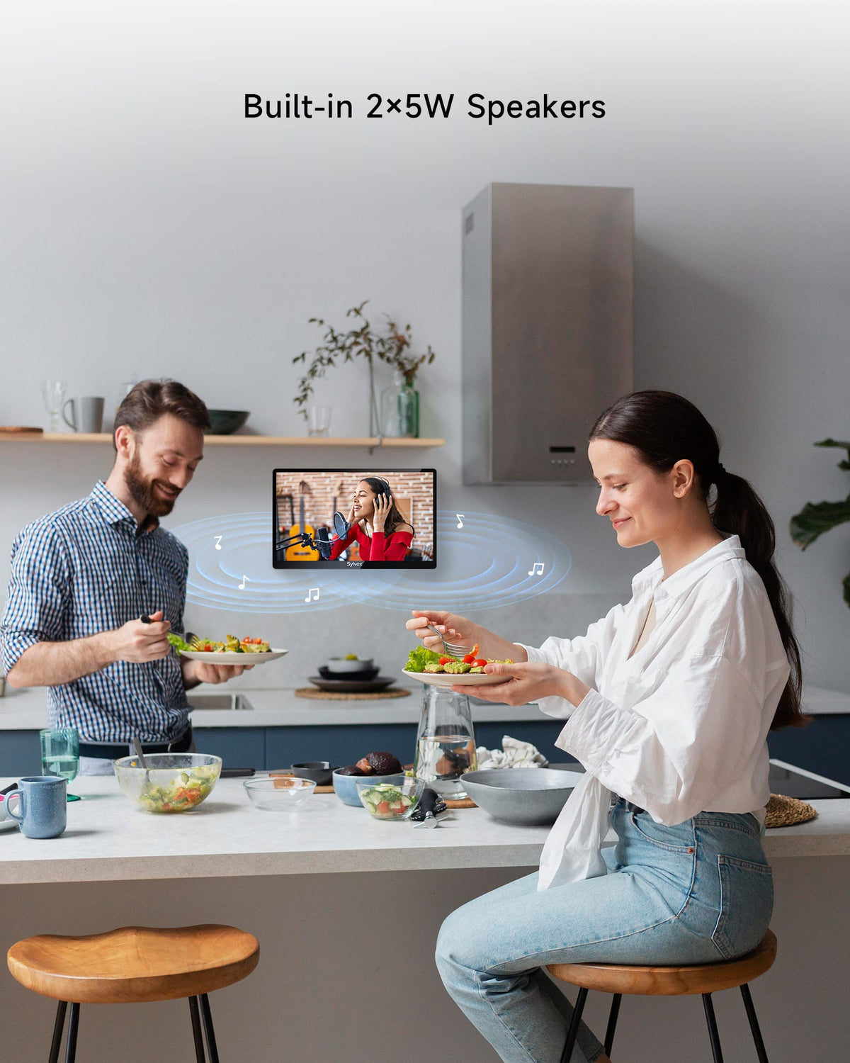 Sylvox - 15.6" Mini Under Cabinet Smart TV for Kitchen, 1080P Full HD Google TV with Voice Remote
