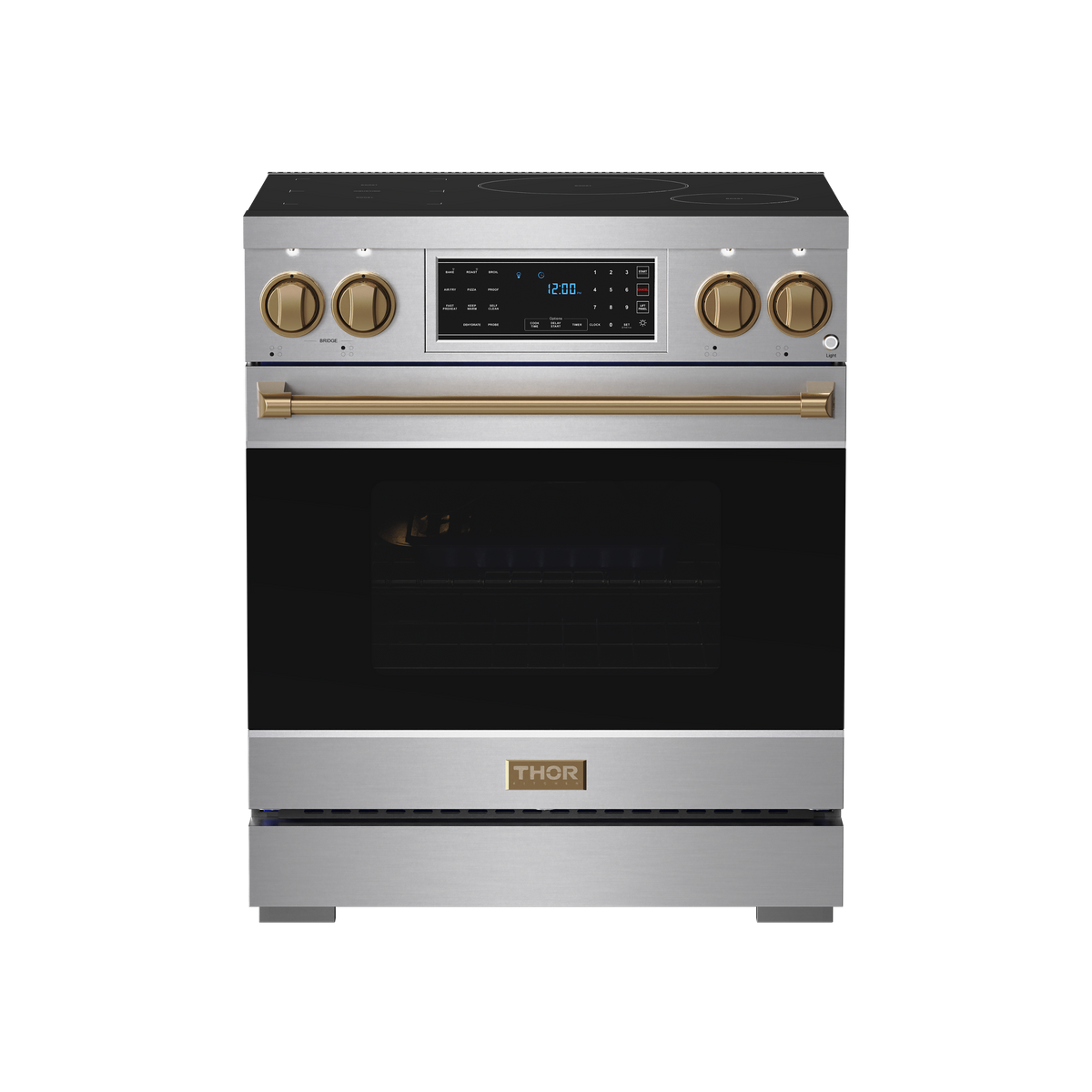 Gordon Ramsay Series by Thor Kitchen 4.8 Cu. Ft Freestanding Induction Range with Bronze Hardware - Stainless Steel