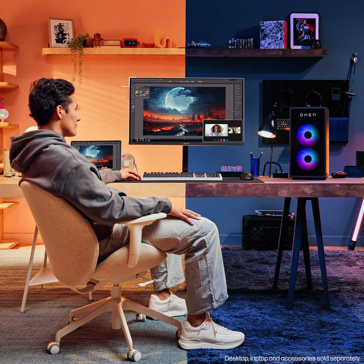 HP OMEN - Transcend 31.5" QD-OLED 4K UHD 240Hz G-SYNC Compatible Gaming Monitor with Adjustable Height - Black/White