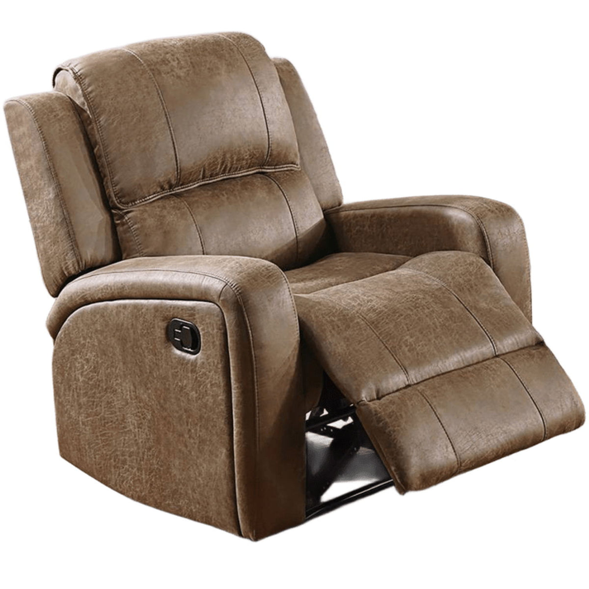 Sillón reclinable manual de estilo moderno con brazos cuadrados y diseño capitoné