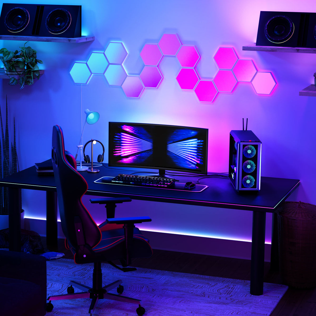 Cync - Dynamic Effects Smart Hexagon Panel Light Extension Pack (5 Pack) - Color Changing - Full Color