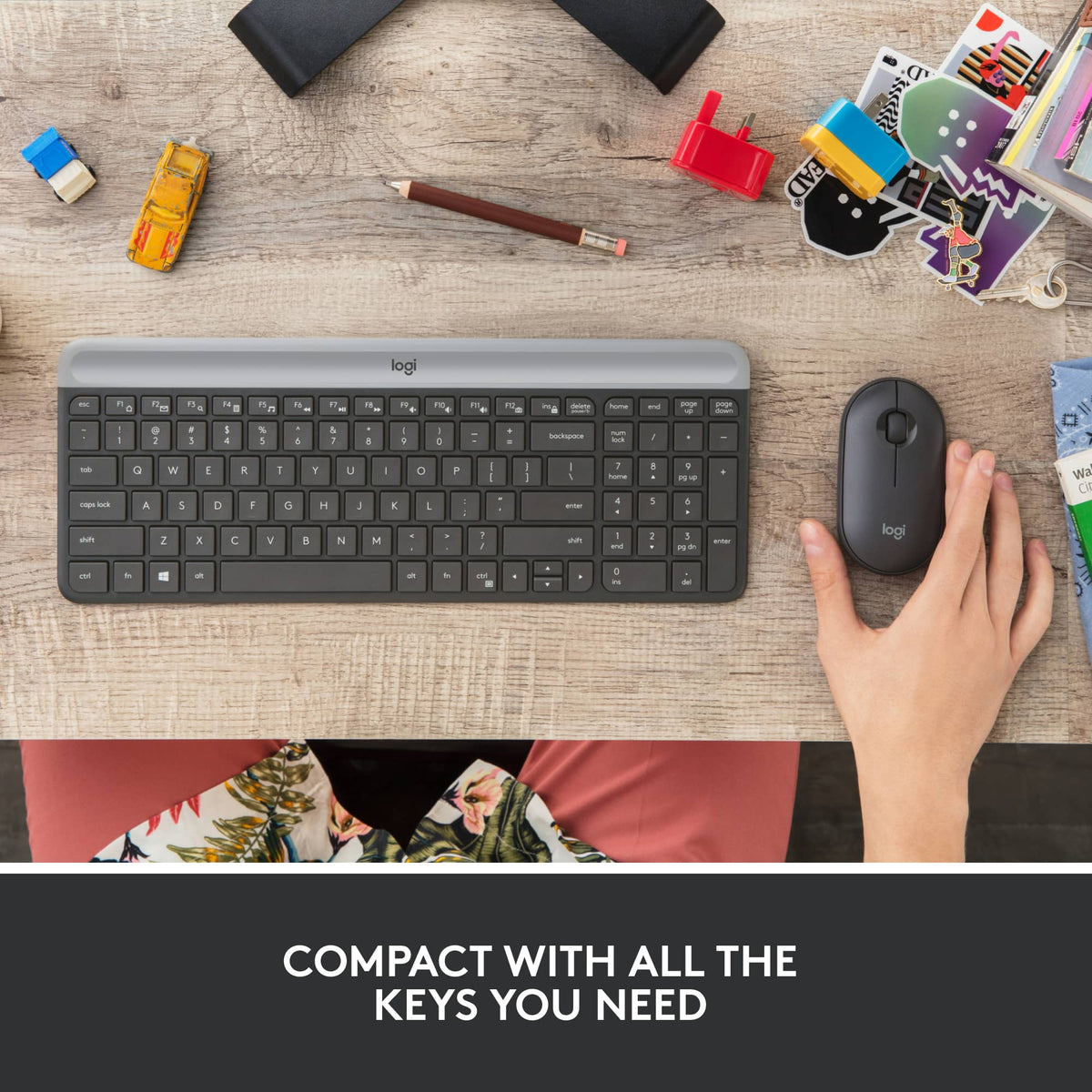 Logitech - MK470 Full-size Wireless Scissor Keyboard and Mouse Bundle for Windows with Quiet clicks - Black/Gray