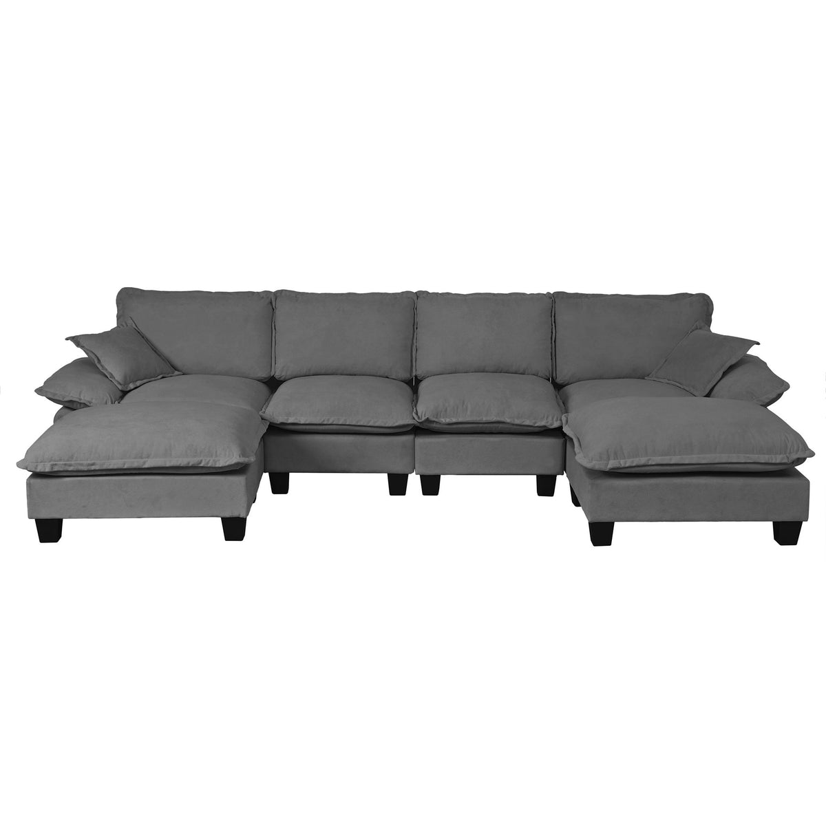 Sofá seccional modular con otomana y cojines móviles