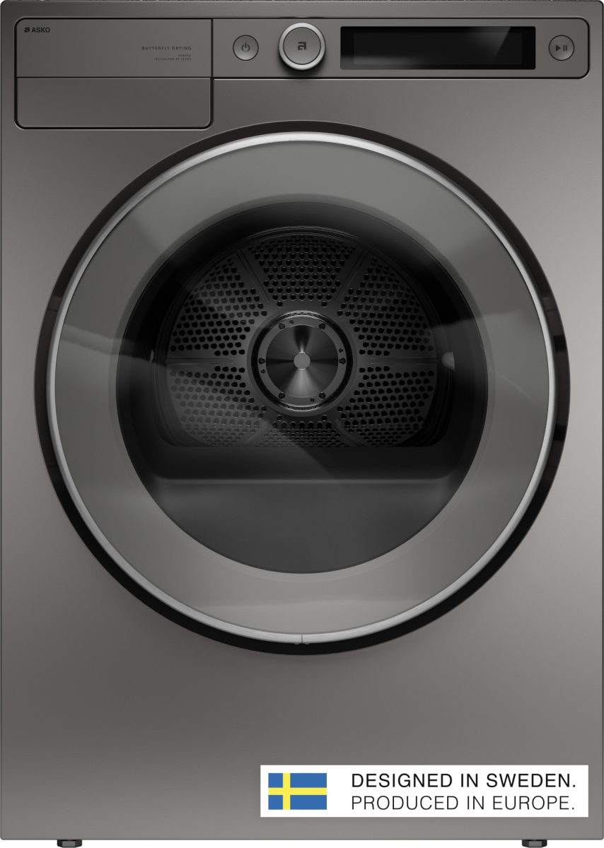 Asko - 5.2 cu. ft. Stackable Electric Vented Dryer - Butterfly Drying System, Soft Drum Technology, 18 Programs – - Titanium