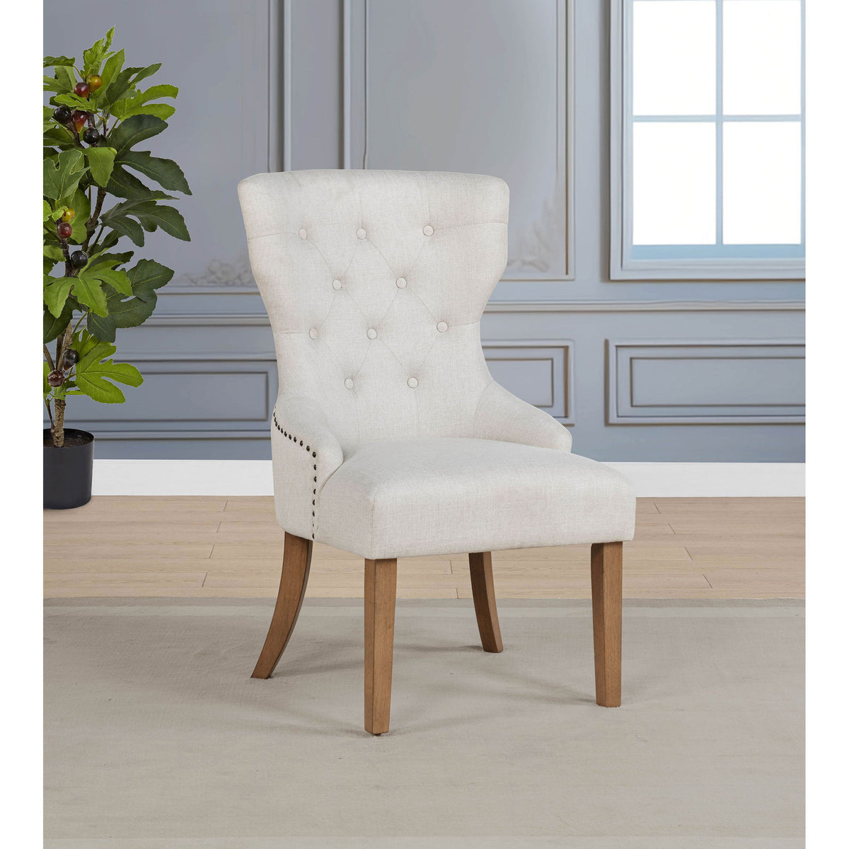 Tufted Dining Chair With Button Tufting And Nailhead Trim