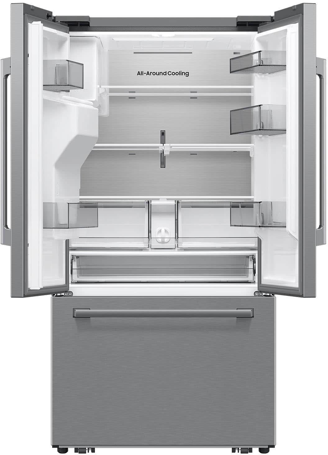 Samsung - 36 in. Wide Bespoke AI 24 cu. ft. Counter Depth 3-Door French Door Refrigerator with Zero Clearance Fit & Sphere Ice - Stainless Steel