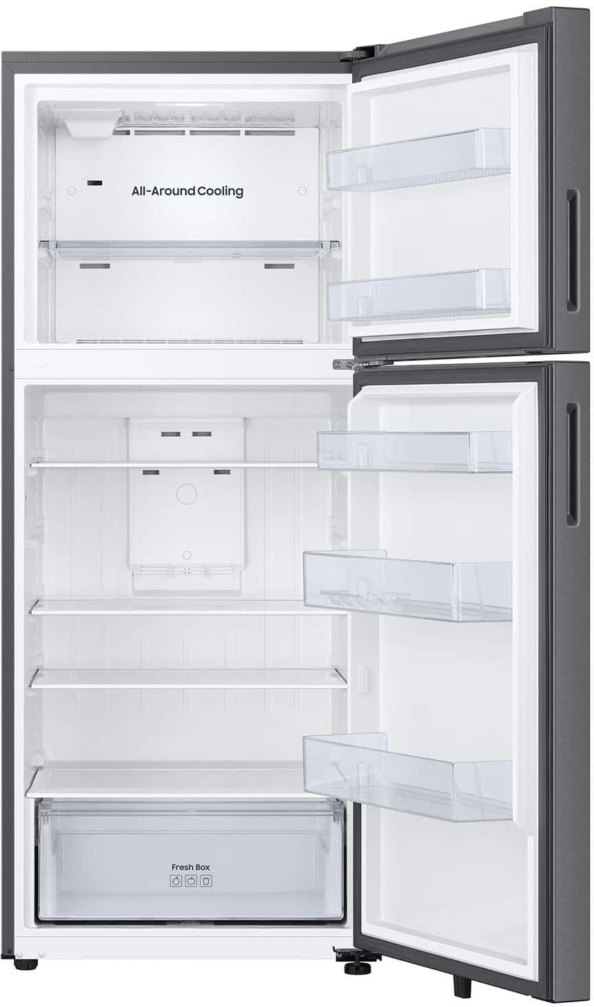 Samsung - 28 in. Wide 18 cu. ft. Garage Ready Top Freezer Refrigerator with All-Around Cooling - Stainless Steel