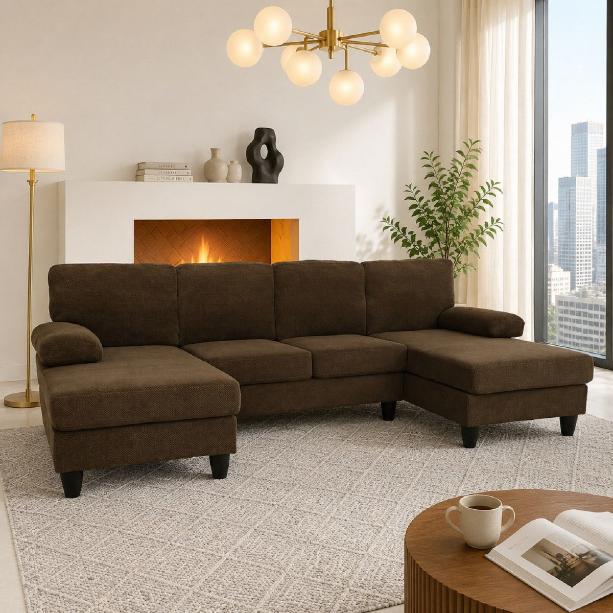 Sofá en forma de U con doble chaiselongue